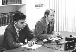 David Grubb with Ralph Nader at a WV-CAG press conference, cira 1970’s